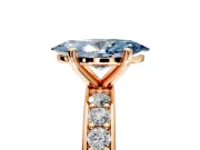 Solitaire Engagement Ring Setting for Fancy Blue Marquise Center with Channel-Set Accents and Prong Head in Rose Gold