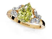 Solitaire Engagement Ring Setting for Fancy Yellow Pear-Shaped Center with Marquise Flower Shoulders and Prong Head in Yellow Gold