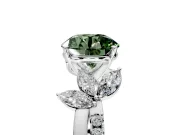 Floral Engagement Ring Setting for Fancy Green Round Cut Center with Trailing Marquise Accents and Prong Head in Sterling Silver