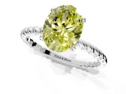 Solitaire Engagement Ring Setting for Fancy Yellow Oval Center with Plain Twisted Rope Band and Prong Head in Platinum