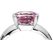 Tension Engagement Ring Setting for Fancy Pink Asscher Cut Center with Wide Flat Band and Tension Head in Platinum
