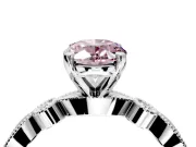 Solitaire Engagement Ring Setting for Fancy Pink Oval Center with Milgrain Bezel Accents and Prong Head in Platinum