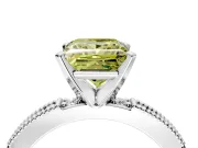 Solitaire Engagement Ring Setting for Fancy Yellow Princess Cut Center with Milgrain-Edged Pave Band and Prong Head in White Gold