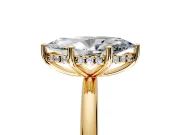 Hidden Halo Engagement Ring Setting for Marquise Center with Thin Round-Wire Band and Prong Head in Yellow Gold