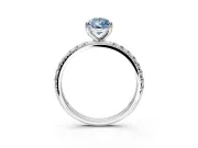 Solitaire Engagement Ring Setting for Fancy Blue Pear-Shaped Center with Micro Pave Band and Prong Head in Platinum