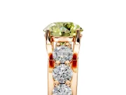 Solitaire Engagement Ring Setting for Fancy Yellow Round Cut Center with Graduated Shared Prongs and Prong Head in Rose Gold