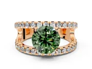 Solitaire Engagement Ring Setting for Fancy Green Round Cut Center with Wide-Open Split Shank and Prong Head in Rose Gold