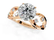 Solitaire Engagement Ring Setting for Round Cut Center with Criss-Cross Accent Band and Prong Head in Rose Gold