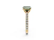 Solitaire Engagement Ring Setting for Fancy Green Asscher Cut Center with Large Accent Band and Prong Head in Yellow Gold