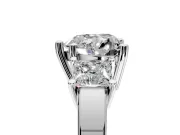 3 Stone Engagement Ring Setting for Heart-Shaped Center with Matching Side Accents and Prong Head in White Gold