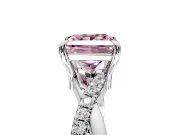 Solitaire Engagement Ring Setting for Fancy Pink Princess Cut Center with Half-Pave Crossover Band and Prong Head in Platinum