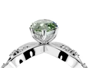 Solitaire Engagement Ring Setting for Fancy Green Marquise Center with Criss-Cross Accent Band and Prong Head in Sterling Silver