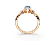 Solitaire Engagement Ring Setting for Fancy Blue Marquise Center with Grooved Bar Accent Band and Prong Head in Rose Gold