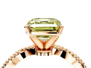 Solitaire Engagement Ring Setting for Fancy Yellow Asscher Cut Center with Twist Band and Bead Prong Head in Rose Gold