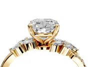 Solitaire Engagement Ring Setting for Cushion Cut Center with Marquise Accent Twist Band and Prong Head in Yellow Gold
