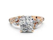 Solitaire Engagement Ring Setting for Radiant Cut Center with Marquise Accent Twist Band and Prong Head in Rose Gold