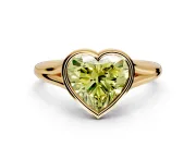 Solitaire Engagement Ring Setting for Fancy Yellow Heart-Shaped Center with V Split Shank and Bezel Head in Yellow Gold