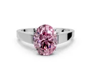 Solitaire Engagement Ring Setting for Fancy Pink Oval Center with Tapered Split Shoulders and Prong Head in Platinum