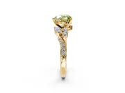 Solitaire Engagement Ring Setting for Fancy Yellow Heart-Shaped Center with Marquise Accent Twist Band and Prong Head in Yellow Gold