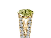 Solitaire Engagement Ring Setting for Fancy Yellow Round Cut Center with Pave Split Shank and Prong Head in Yellow Gold
