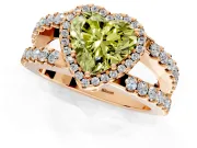 Halo Engagement Ring Setting for Fancy Yellow Heart-Shaped Center with Wide-Open Pave Split Shank and Prong Head in Rose Gold