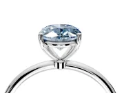 Solitaire Engagement Ring Setting for Fancy Blue Oval Center with Straight Thin Band and Prong Head in Sterling Silver