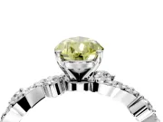 Solitaire Engagement Ring Setting for Fancy Yellow Pear-Shaped Center with Bar-Station Pave Twist and Prong Head in Platinum