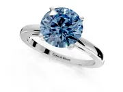 Solitaire Engagement Ring Setting for Fancy Blue Round Cut Center with Basket Rail and Prong Head in Platinum