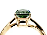 Solitaire Engagement Ring Setting for Fancy Green Radiant Cut Center with Plain Bypass Twist Band and Prong Head in Yellow Gold