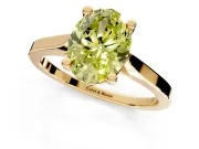 Solitaire Engagement Ring Setting for Fancy Yellow Oval Center with Tapered Shoulders and Prong Head in Yellow Gold