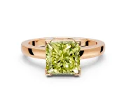Solitaire Engagement Ring Setting for Fancy Yellow Princess Cut Center with Plain Band and Flat Tab Prong Head in Rose Gold