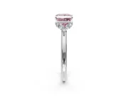 Hidden Halo Engagement Ring Setting for Fancy Pink Princess Cut Center with Plain Rounded Band and Prong Head in White Gold