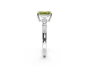 3 Stone Engagement Ring Setting for Fancy Yellow Emerald Cut Center with Baguette Accents and Prong Head in Platinum
