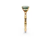 Solitaire Engagement Ring Setting for Fancy Green Princess Cut Center with Bamboo Band and Prong Head in Yellow Gold