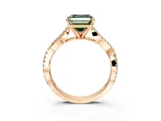 Solitaire Engagement Ring Setting for Fancy Green Asscher Cut Center with Twisted Pave Split Shank and Prong Head in Rose Gold