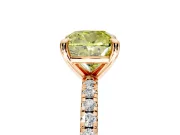 Solitaire Engagement Ring Setting for Fancy Yellow Cushion Cut Center with Fine Pave Narrow Band and Prong Head in Rose Gold