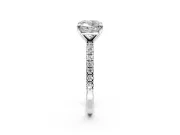 Solitaire Engagement Ring Setting for Cushion Cut Center with Fine Pave Narrow Band and Prong Head in Platinum