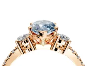 3 Stone Engagement Ring Setting for Fancy Blue Marquise Center with Round Cut Side Accents and Prong Head in Rose Gold
