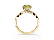 Solitaire Engagement Ring Setting for Fancy Yellow Round Cut Center with Narrow Twist Pave Band and Prong Head in Yellow Gold