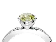 Solitaire Engagement Ring Setting for Fancy Yellow Marquise Center with Milgrain-Edged Pave Band and Prong Head in Platinum