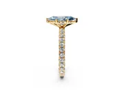 Solitaire Engagement Ring Setting for Fancy Blue Marquise Center with Shared-Prong Accents and Prong Head in Yellow Gold