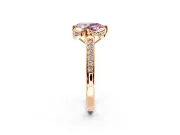 Floral Engagement Ring Setting for Fancy Pink Pear-Shaped Center with Four Accent Clusters and Prong Head in Rose Gold