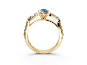 Channel-Set Engagement Ring Setting for Fancy Blue Marquise Center with Baguette Band and Prong Head in Yellow Gold