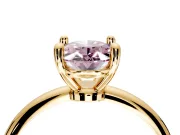 Minimalist Solitaire Engagement Ring Setting for Fancy Pink Oval Center with Thin Band and Prong Head in Yellow Gold
