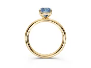 Low-Set Solitaire Engagement Ring Setting for Fancy Blue Cushion Cut Center with Thin Plain Band and Prong Head in Yellow Gold