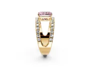 Solitaire Engagement Ring Setting for Fancy Pink Radiant Cut Center with Wide-Open Split Shank and Prong Head in Yellow Gold