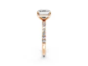 Solitaire Engagement Ring Setting for Asscher Cut Center with Pave Accents and Prong Head in Rose Gold