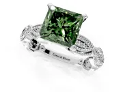 Solitaire Engagement Ring Setting for Fancy Green Princess Cut Center with Marquise Panel Band and Prong Head in Platinum