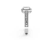 Milgrain Halo Engagement Ring Setting for Asscher Cut Center with Pave Band and Prong Head in Sterling Silver