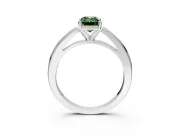 Solitaire Engagement Ring Setting for Fancy Green Emerald Cut Center with Flat-Sided Plain Band and Prong Head in White Gold